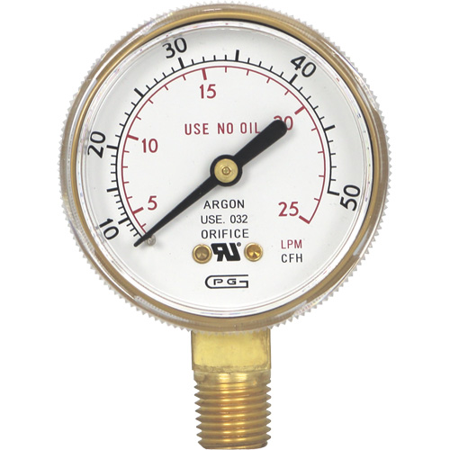 Pressure Gauges, 2" , 0-50 SCFH, Bottom Mount, Analogue Helyx Safety & Industrial Supplies