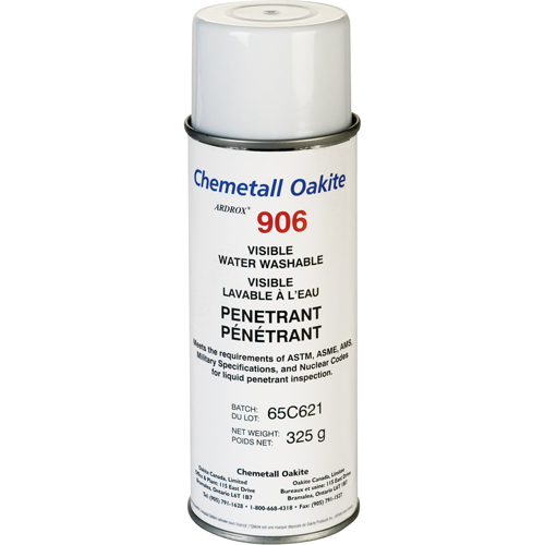906 Water Washable Visible Penetrants, Aerosol Can Helyx Safety & Industrial Supplies