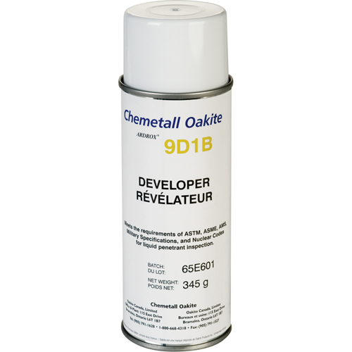 9D1B Non-Aqueous Developers, Aerosol Can Helyx Safety & Industrial Supplies