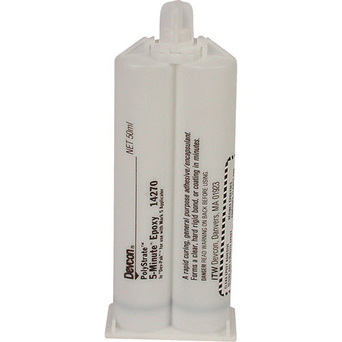 Adh&eacute;sif 5 minutes, 50 ml, Cartouche double, Deux composants, Transparent Helyx Safety & Industrial Supplies