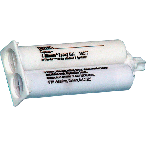 Adh&eacute;sif 1 minute, 50 ml, Cartouche double, Deux composants, Ambr&eacute;e Helyx Safety & Industrial Supplies