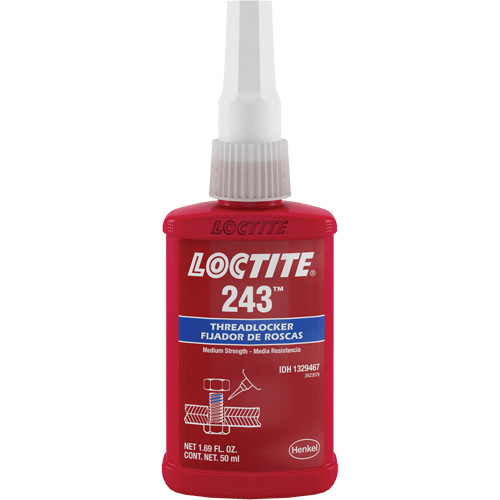 Threadlocker 243 Oil Tolerant, Blue, Medium, 50 ml, Bottle Helyx Safety & Industrial Supplies