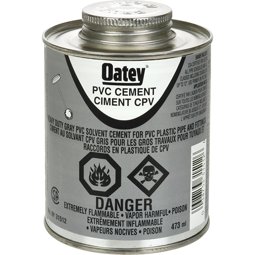 Ciment de PVC d'usage intense, 473 ml, Canette &agrave; dessus brosse, Gris Helyx Safety & Industrial Supplies