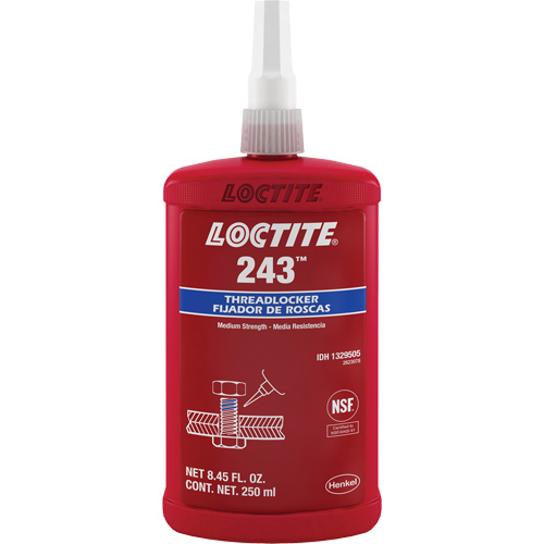 Threadlocker 243 Oil Tolerant, Blue, Medium, 250 ml, Bottle Helyx Safety & Industrial Supplies