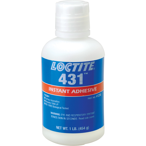 431 Surface Insensitive Instant Adhesive, Clear, Bottle, 454 g Helyx Safety & Industrial Supplies