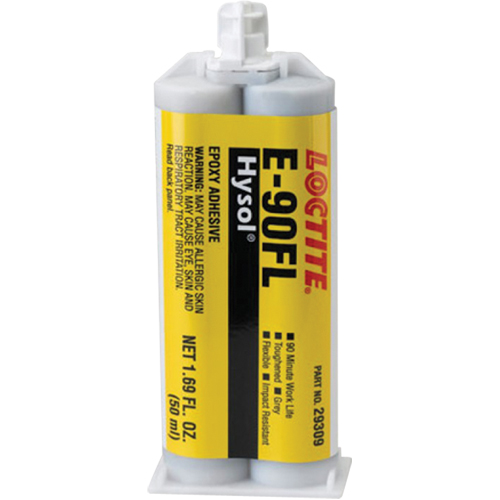 Hysol E-90FL Adhesive, 102 g, Dual Cartridge, Two-Part, Grey Helyx Safety & Industrial Supplies