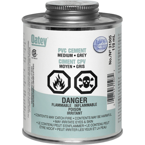 Ciment de PVC, 0,250 lb, Canette &agrave; dessus brosse, Gris Helyx Safety & Industrial Supplies