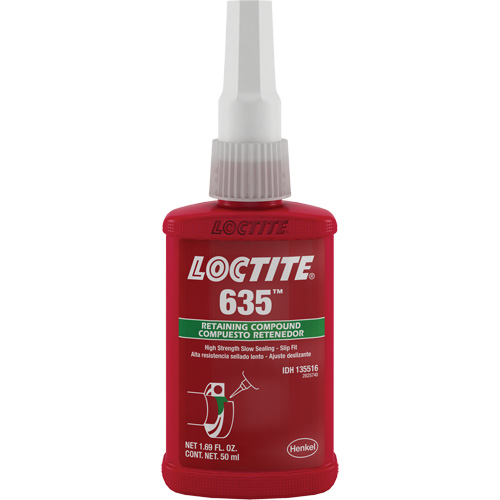 Loctite&reg; 635 Retaining Compound, 50 ml, Bottle, Green Helyx Safety & Industrial Supplies