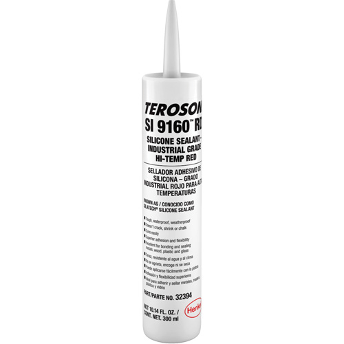 Teroson&reg; SI 9160 High Temperature Silicone Sealant, Cartridge, Red Helyx Safety & Industrial Supplies