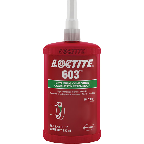 Loctite&reg; 603 Retaining Compound, 250 ml, Bottle, Green Helyx Safety & Industrial Supplies