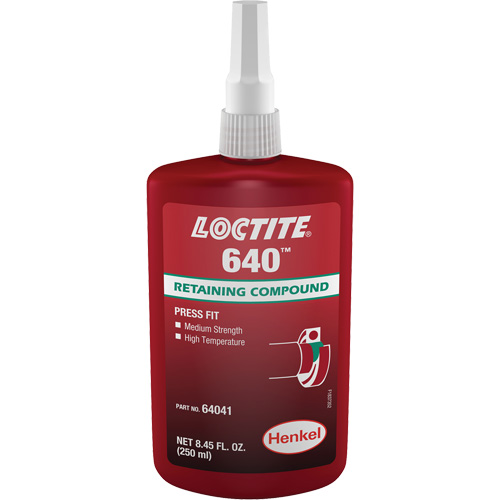 Loctite&reg; 640 Retaining Compound, 250 ml, Bottle, Green Helyx Safety & Industrial Supplies
