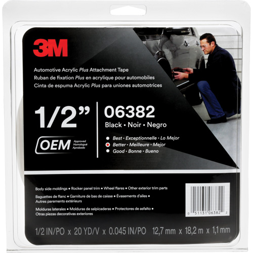 Ruban en acrylique de 3M pour l'automobile, 18 m (60') lo x 12,7 mm (1/2") la, 45 mils, Acrylique Helyx Safety & Industrial Supplies