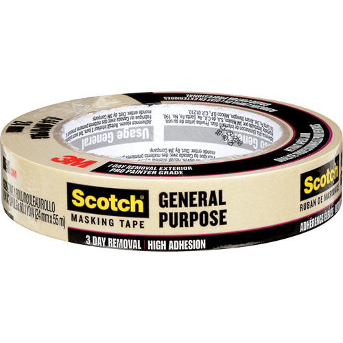 Scotch&reg; General Purpose Masking Tape 2020, 24 mm (1") x 55 m (180'), Tan Helyx Safety & Industrial Supplies