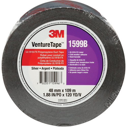 1599B Venture Tape Polypropylene Tape, 3 mils, Silver, 48 mm (2") x 109.7 m (359.9') Helyx Safety & Industrial Supplies