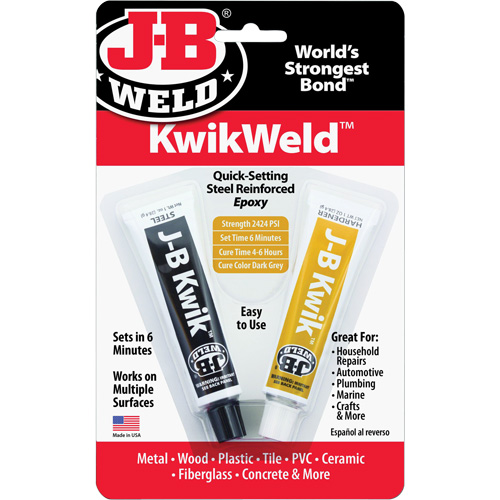 Colle &eacute;poxyde KwikWeld, Deux composants, Tube, 2 oz, Gris Helyx Safety & Industrial Supplies