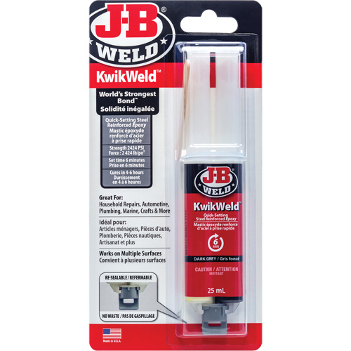 Adh&eacute;sif KwikWeld, 25 ml, Seringue, Deux composants, Gris Helyx Safety & Industrial Supplies