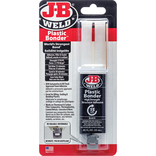 Adh&eacute;sif plastique, 25 ml, Seringue, Deux composants, Noir Helyx Safety & Industrial Supplies