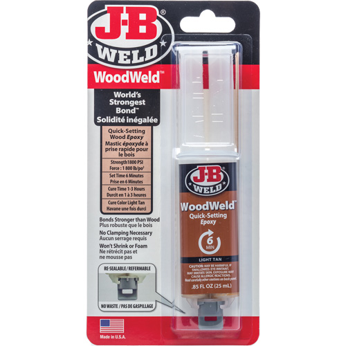 Adh&eacute;sif WoodWeld, 25 ml, Seringue, Deux composants, Havane Helyx Safety & Industrial Supplies