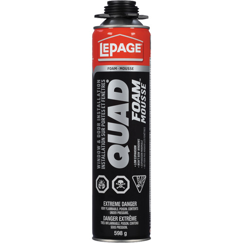 Quad&reg; Foam Window & Door Installation Foam, Aerosol Can, Tan Helyx Safety & Industrial Supplies