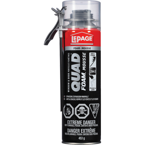 Quad&reg; Foam Window & Door Installation Foam, Aerosol Can, Tan Helyx Safety & Industrial Supplies