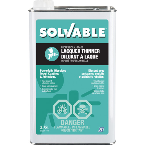 Professional Grade Lacquer Thinner, Rectangular Can, 3.78 L Helyx Safety & Industrial Supplies