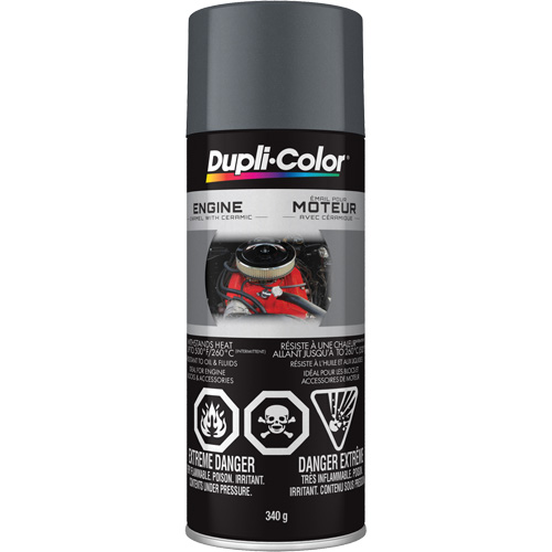 Peinture &agrave; &eacute;mail avec c&eacute;ramique pour moteur, Fonte grise, Tr&egrave;s brillant, 12 oz, Canette a&eacute;rosol Helyx Safety & Industrial Supplies