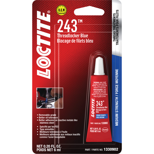 243 Threadlocker, Blue, Medium, 6 ml, Tube Helyx Safety & Industrial Supplies