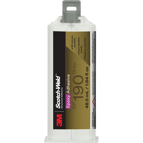 Scotch-Weld Epoxy Adhesive DP190, 1.64 fl. oz., Cartridge, Two-Part, Grey Helyx Safety & Industrial Supplies