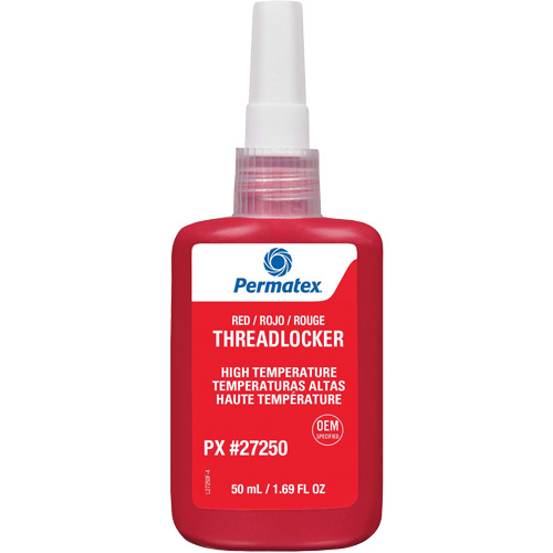 Adh&eacute;sif frein-filet pour temp&eacute;ratures &eacute;lev&eacute;es, Rouge, &eacute;lev&eacute;, 50 ml, Bouteille Helyx Safety & Industrial Supplies