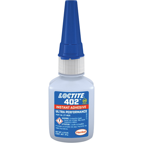 Adh&eacute;sif instantan&eacute; 402, Transparent, Bouteille, 20 g Helyx Safety & Industrial Supplies