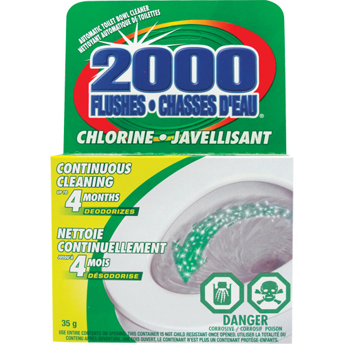 D&eacute;tergent pour cuvette de toilette 2000 Flushes avec agent de blanchiement, 35 g, Tampon Helyx Safety & Industrial Supplies