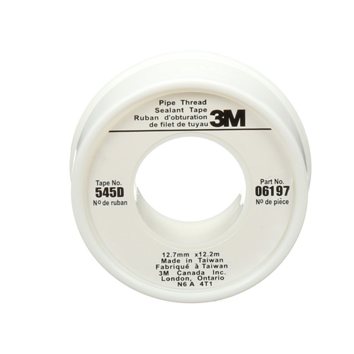 Scotch&reg; Thread Sealant Tape, 480" L x 1/2" W, White Helyx Safety & Industrial Supplies