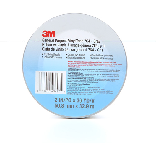 Ruban en vinyle pour travaux g&eacute;n&eacute;raux 764, 50,8 mm (2") la x 32,9 m (108') lo, 5 mils, Gris Helyx Safety & Industrial Supplies