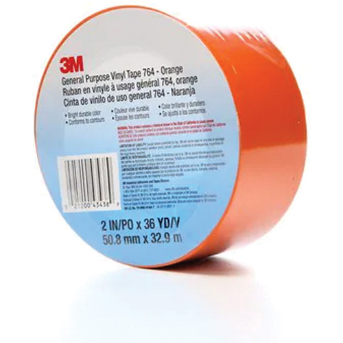 Ruban en vinyle pour travaux g&eacute;n&eacute;raux 764, 50,8 mm (2") la x 32,9 m (108') lo, 5 mils, Orange Helyx Safety & Industrial Supplies