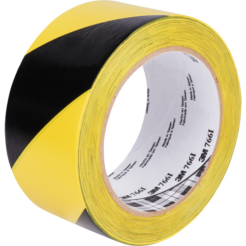 Hazard Warning Tape 766, 50.8 mm (2") x 33 m (108'), Black/Yellow Helyx Safety & Industrial Supplies