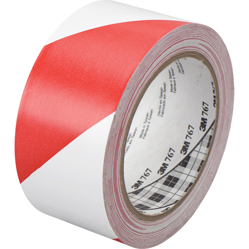 Hazard Warning Tape 767, 50.8 mm (2") x 33 m (108'), Red/White Helyx Safety & Industrial Supplies