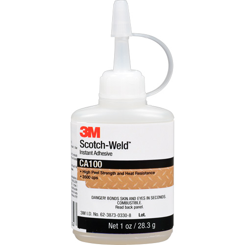 Scotch-Weld Instant Adhesive CA100, Off-White, Bottle, 1 oz. Helyx Safety & Industrial Supplies