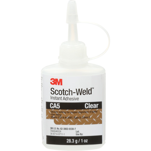 Adh&eacute;sif instantan&eacute; CA5 Scotch-Weld, Transparent, Bouteille, 1 oz Helyx Safety & Industrial Supplies