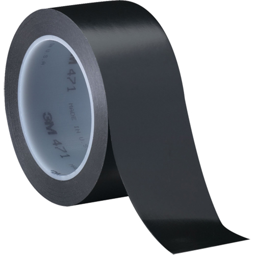 Ruban en vinyle 471, 12 mm (1/2") la x 32,9 m (108') lo, 5,3 mils, Noir Helyx Safety & Industrial Supplies
