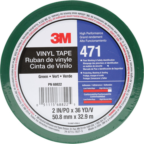 Ruban en vinyle 471, 50,8 mm (2") la x 32,9 m (108') lo, 5,2 mils, Vert Helyx Safety & Industrial Supplies