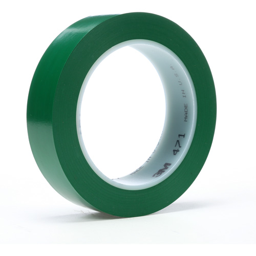 471 Vinyl Tape, 19 mm (3/4") W x 32.9 m (108') L, 5.2 mils, Green Helyx Safety & Industrial Supplies