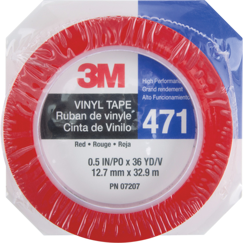 471 Vinyl Tape, 12 mm (1/2") W x 32.9 m (108') L, 5.3 mils, Red Helyx Safety & Industrial Supplies