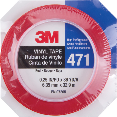 Ruban en vinyle 471, 6 mm (1/4") la x 32,9 m (108') lo, 5,3 mils, Rouge Helyx Safety & Industrial Supplies