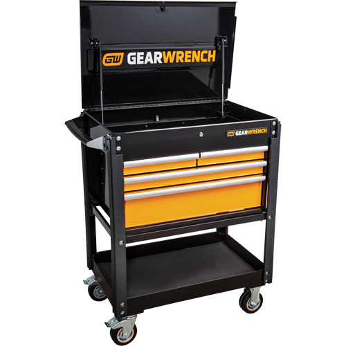 Chariot utilitaire, 4 tiroirs, 33" lo x 21" la x 42" h, Noir/Orange Helyx Safety & Industrial Supplies