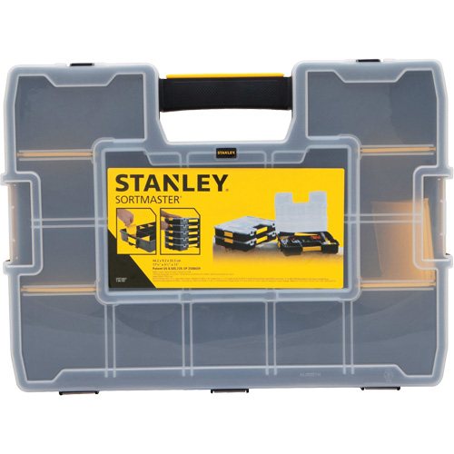 SortMaster&reg; Stackable Small Parts Organizer, 17-3/8" W x 13" D x 3-1/2" H, Black Helyx Safety & Industrial Supplies