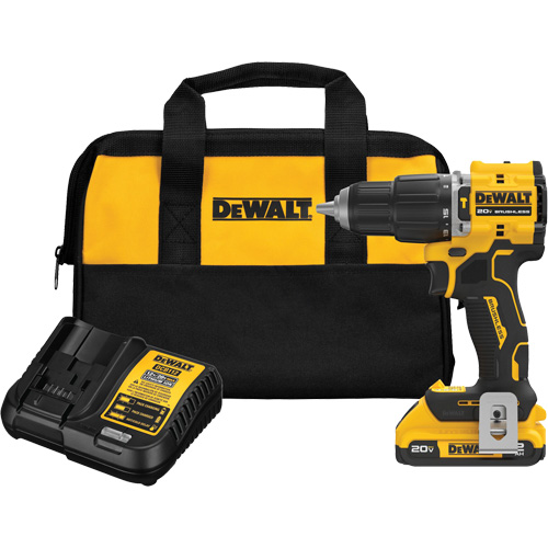 Atomic Compact Series Brushless Cordless Hammer Drill Kit, 1/2" Chuck, 20 V Helyx Safety & Industrial Supplies