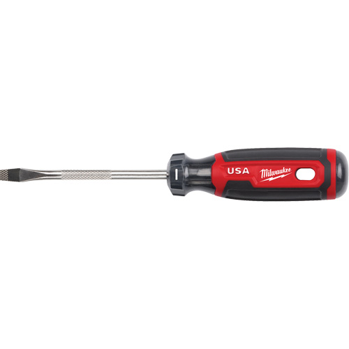 Slotted Screwdriver, 1/4" Tip, Round, 211 mm L, Cushion Grip Handle Helyx Safety & Industrial Supplies