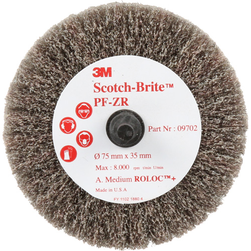 Disque de tronçonnage et de polissage Scotch-Brite Roloc, Oxyde d'aluminium, Grain Moyen, 3" x 1-3/8" x 1/4" Helyx Safety & Industrial Supplies