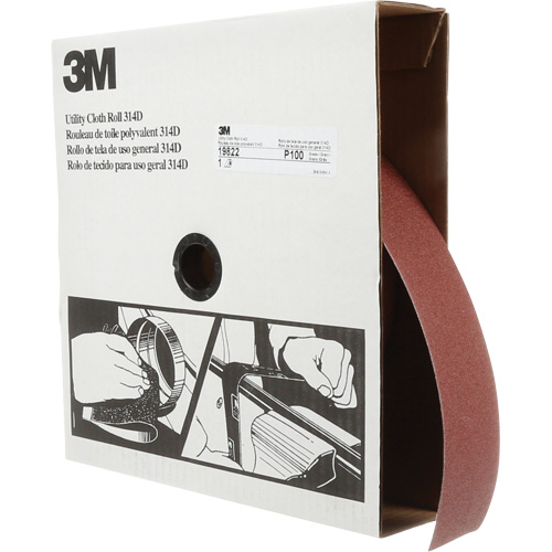 Rouleau de toile abrasive utilitaire 314D, 2" la x 150' lo, Grain 100J Helyx Safety & Industrial Supplies