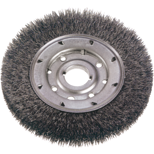 Crimped Wire Wheel Brushes - Medium Face, 10" Dia., 0.0118" Fill, 2" Arbor Helyx Safety & Industrial Supplies